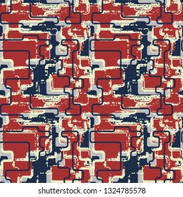 Abstract seamless grungy pattern with wave lines. Grunge urban iterative wallpaper