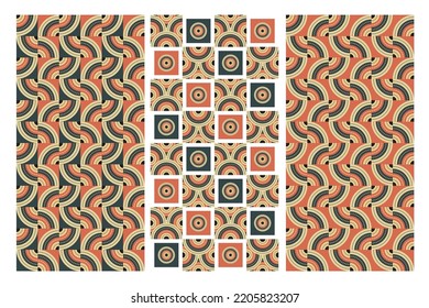 Abstract seamless half circle mandala type of pattern design collection