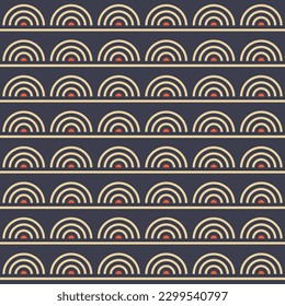 Abstract seamless half circles color vector pattern. Minimalistic seamless pattern with arcs. Vector background.