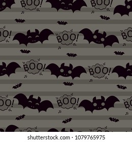 Abstract seamless halloween pattern for girls or boys. Creative vector background with bat, cloud boo, scary monster. Funny  pattern for textile and fabric. Fashion bat style. Colorful picture.