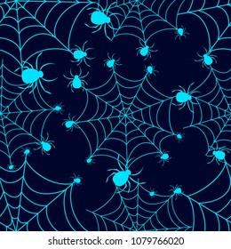 Patrón de halloween sin fisuras para niñas o niños. Fondo vectorial creativo con red, araña. Patrón divertido para textiles y tejidos. Estilo de red de araña de moda. Imagen colorida