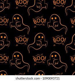 Abstract seamless halloween pattern for girls or boys. Creative vector pattern with ghost, cloud boo. Funny ghost wallpaper for textile and fabric. Fashion halloween style. Colorful bright picture