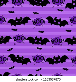 Abstract seamless halloween pattern for girls or boys. Creative vector halloween pattern with bat, cloud boo. Funny halloween pattern for textile and fabric. Fashion bat style. Colorful bat picture.