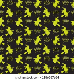 Abstract seamless halloween pattern for girls or boys. Creative vector background with cat, whitch, halloween. Funny pattern for textile and fabric. Fashion halloween style. Colorful bright picture