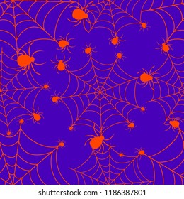 Abstract seamless halloween pattern for girls or boys. Creative vector halloween background with net, spider. Funny halloween pattern for textile and fabric. Fashion spider net style. Colorful picture