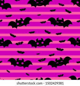 Abstract seamless halloween pattern for girls or boys. Creative vector halloween pattern with bat, cloud boo. Funny halloween pattern for textile and fabric. Fashion bat style. Colorful bat picture.