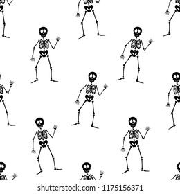 Abstract seamless halloween skeleton pattern for girls or boys. Creative vector pattern with skeleton, halloween. Funny halloween skeleton pattern for textile and fabric.Fashion style. 