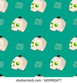 Abstract seamless halloween skull pattern for girls or boys. Creative vector pattern with skull, halloween. Funny halloween skull pattern for textile and fabric. Fashion style. Colorful picture.
