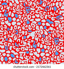 Abstract Seamless Hand Drawing Leopard Cheetah Animal Skin Vector Pattern Isolated Background