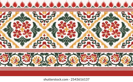 design de borda étnica desenhado à mão sem costura. design de borda padrão tradicional mughal border.azetec. Vetor geométrico Têxtil Borda Design.sare impressão.