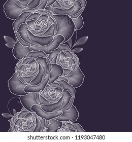 Abstract seamless hand drawn floral pattern with rose flowers. Vector illustration. Element for design.