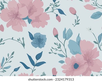 abstract seamless hand drawn flower pattern. beautiful illustration of colorful flowers and leaf. watercolor floral pattern.
