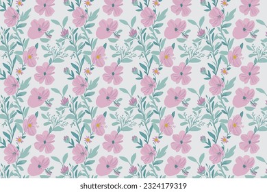 abstract seamless hand drawn flower pattern. beautiful illustration of colorful flowers and leaf. watercolor floral pattern.