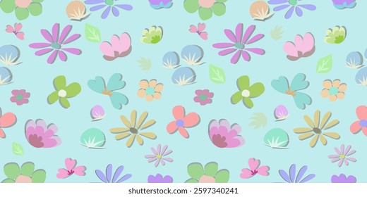 Abstract seamless hand drawn flowers designs