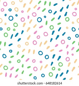 Abstract seamless hand drawn geometric pattern in trendy color palette. Easy to use for any backgrounds, prints and other creative decor.