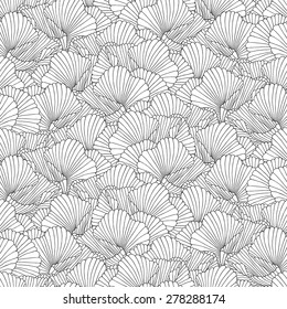 Abstract seamless hand drawn illustration. Vector black and white background. Coral pattern.
