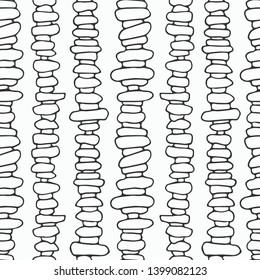 Abstract seamless hand drawn pattern of stones. Doodle style illustration. Print for decor, packaging, wrapping, fabric, graphic design. Vector monochrome ethnic background.