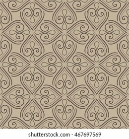 Abstract seamless hand drawn pattern on beige background. Design element for background, textile, paper packaging, wrapping paper, fabric and other. Vector illustration.