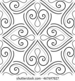 Abstract seamless hand drawn pattern on white background. Design element for background, textile, paper packaging, wrapping paper, fabric and other. Vector illustration.
