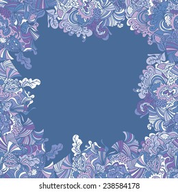 Abstract seamless hand-drawn border. Use as pattern fill or surface texture or greeting card. Full color seamless floral wavy background