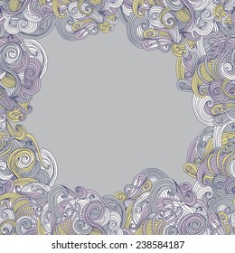 Abstract seamless hand-drawn frame. Use as pattern fill or surface texture or greeting card. Full color seamless wavy background