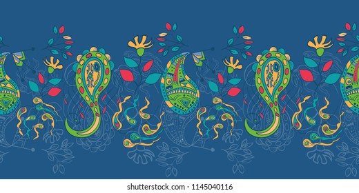 Abstract Seamless Hand-Drawn Paisley Pattern