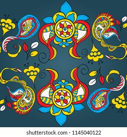 Abstract Seamless Hand-Drawn Paisley Pattern