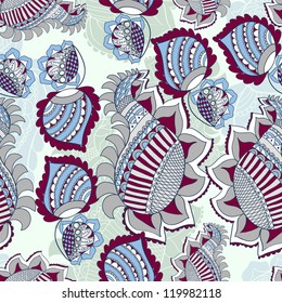 Abstract Seamless Hand-Drawn Paisley Pattern