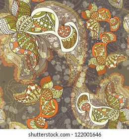Abstract Seamless Hand-Drawn Paisley Pattern