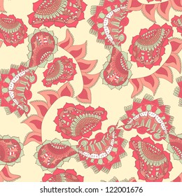 Abstract Seamless Hand-Drawn Paisley Pattern