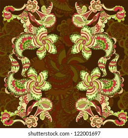 Abstract Seamless Hand-Drawn Paisley Pattern