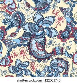 Abstract Seamless Hand-Drawn Paisley Pattern