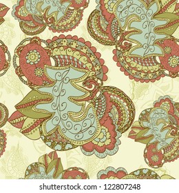 Abstract Seamless Hand-Drawn Paisley Pattern