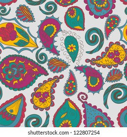 Abstract Seamless Hand-Drawn Paisley Pattern