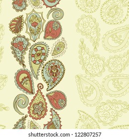 Abstract Seamless Hand-Drawn Paisley Pattern
