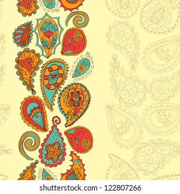 Abstract Seamless Hand-Drawn Paisley Pattern
