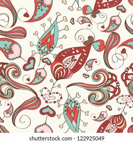 Abstract Seamless Hand-Drawn Paisley Pattern