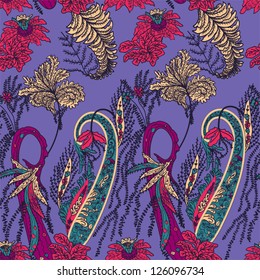 Abstract Seamless Hand-Drawn Paisley Pattern