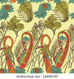 Abstract Seamless Hand-Drawn Paisley Pattern