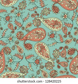 Abstract Seamless Hand-Drawn Paisley Pattern