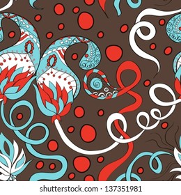 Abstract Seamless Hand-Drawn Paisley Pattern