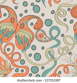 Abstract Seamless Hand-Drawn Paisley Pattern