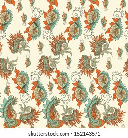 Abstract Seamless Hand-Drawn Paisley Pattern 