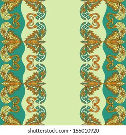 Abstract Seamless Hand-Drawn Paisley Pattern 