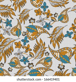 Abstract Seamless Hand-Drawn Paisley Pattern 