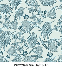 Abstract Seamless Hand-Drawn Paisley Pattern 