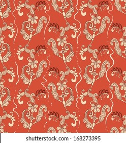 Abstract Seamless Hand-Drawn Paisley Pattern 