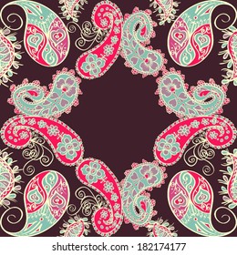 Abstract Seamless Hand-Drawn Paisley Pattern
