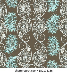 Abstract Seamless Hand-Drawn Paisley Pattern