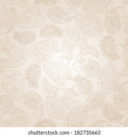 Abstract Seamless Hand-Drawn Paisley Pattern 